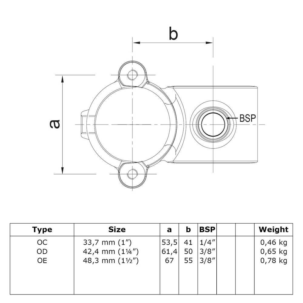 Doos Open klapbaar kruisstuk 90°-C / 33,7 mm (50 stuks)